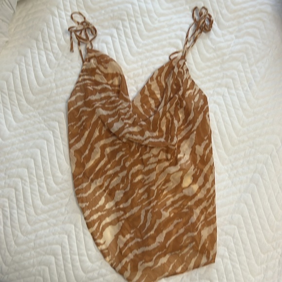 Camila Coelho Tati Cowl Cami in Brown Zebra - Picture 3 of 3